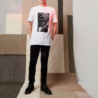 White Design Forum printed longline T-shirt